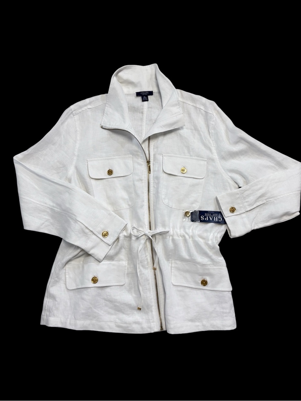 NWT Chaps 100%  Linen White Utility Jacket XL MSRP $130